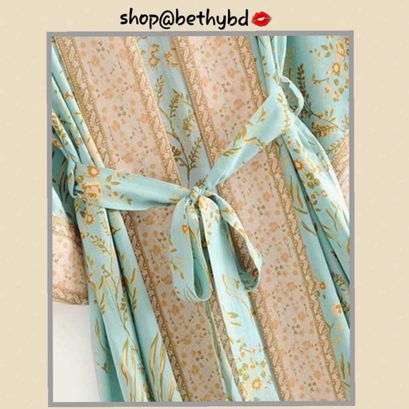 Sleeping Beauty Boho Turquoise Kimono - Picture 3 of 3